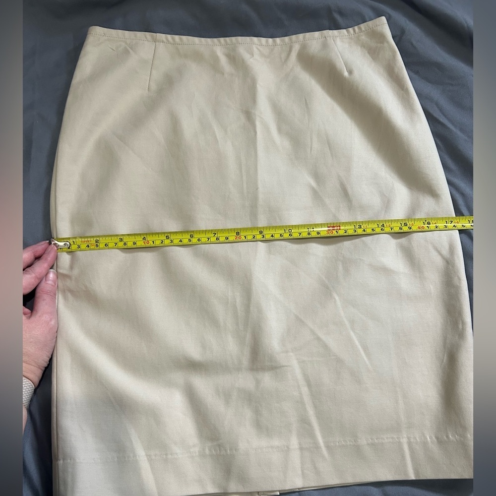 Lafayette 148 Cotton Tan Pencil Skirt Size 2 Petite Chic Classic Professional - Picture 13 of 14